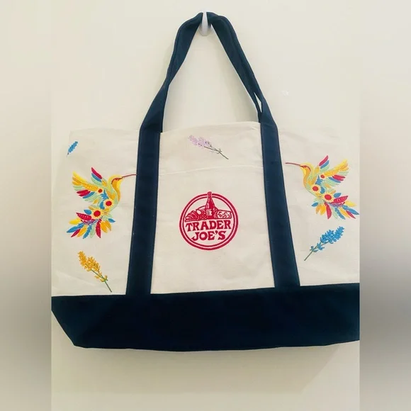 NWT Trader Joe’s canvas tote with embroidery - Picture 4 of 12